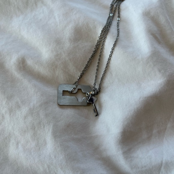 Lock & Key Necklace Bangle Set - Picture 2 of 7